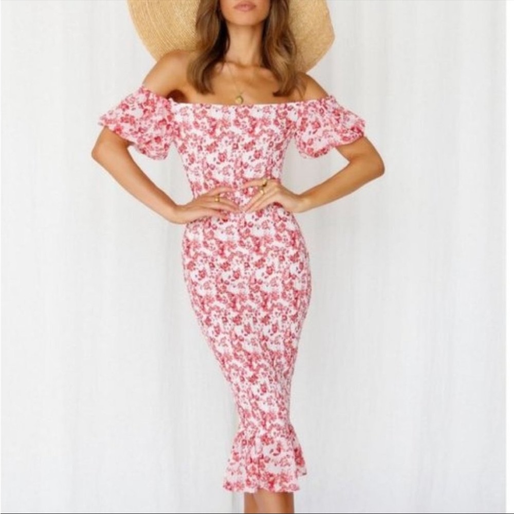 Hello Molly Blessings Midi Dress- Pink